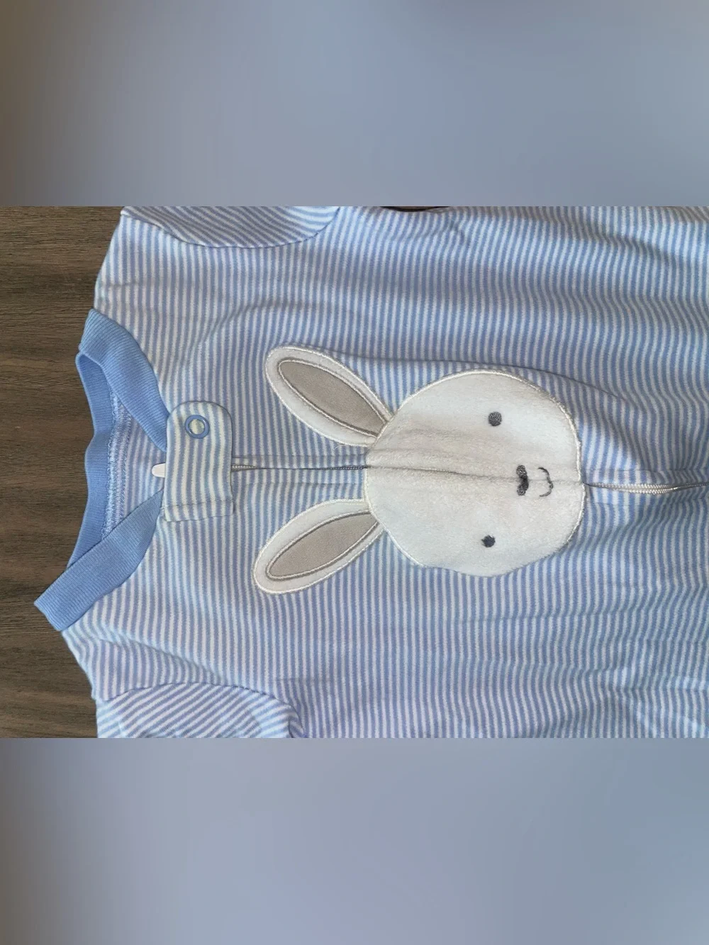 Carter's Light Blue Striped Bunny Footed One-Piece